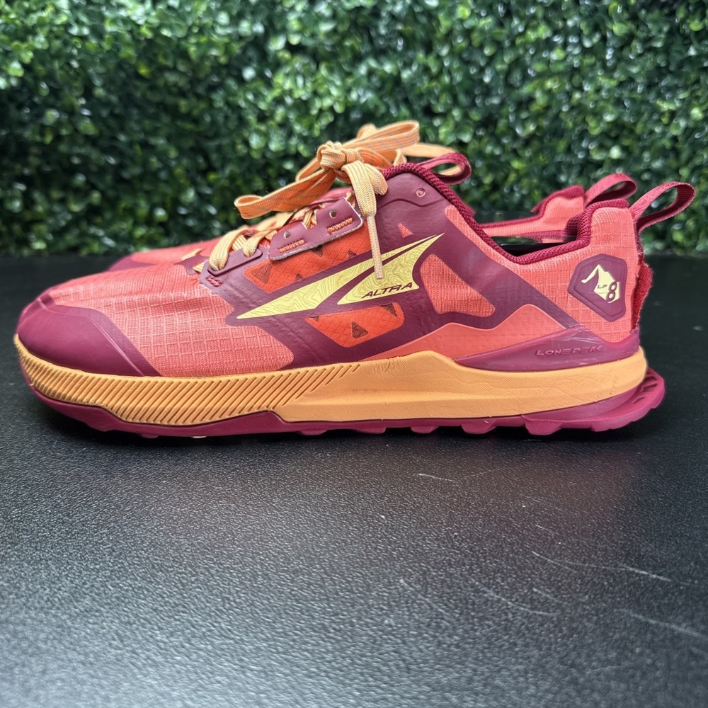 Altra Lone Peak 8 Women's Trail Running Shoes Size 8.5 W Red Orange Zero Drop
